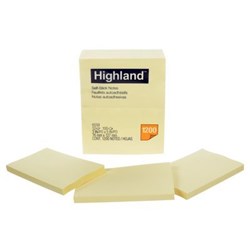 Highland Self Stick Note 6559 Yellow 76x127mm Pack of 12